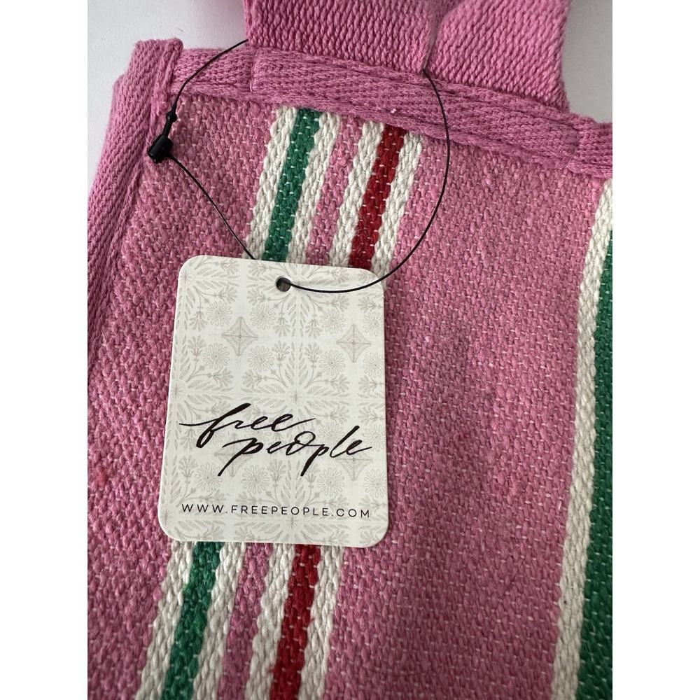 New‎ Free People Canvas Tote Pink Shopping Coquette - Picture 4 of 9